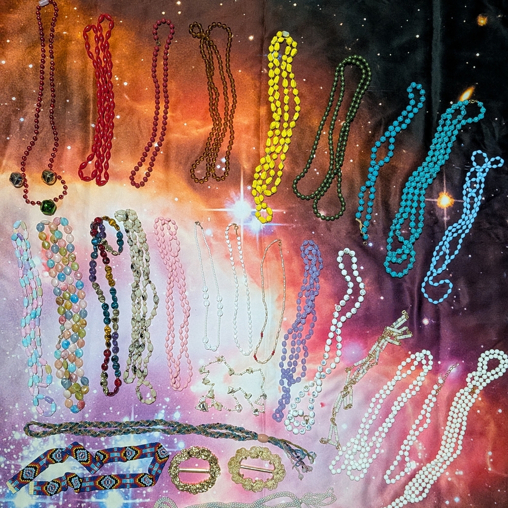 Vintage Colorful Beaded Necklace Set - 26 Necklaces